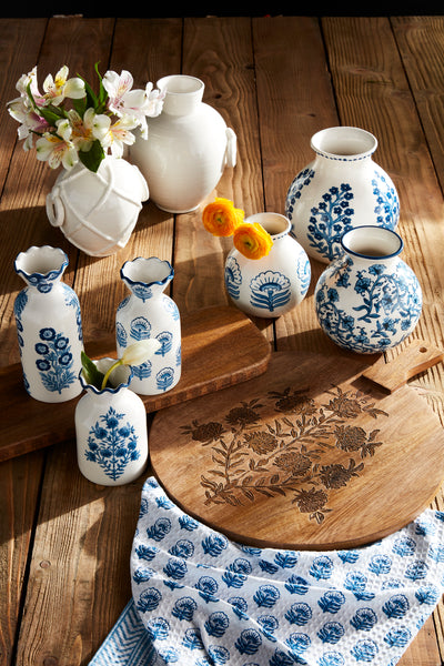 Blooms Block Print Large Bud Vase
