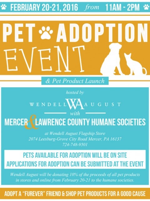 WENDELL AUGUST HOSTS PET ADOPTION EVENT IN CONJUNCTION WITH THE WENDELL PET PRODUCT LAUNCH