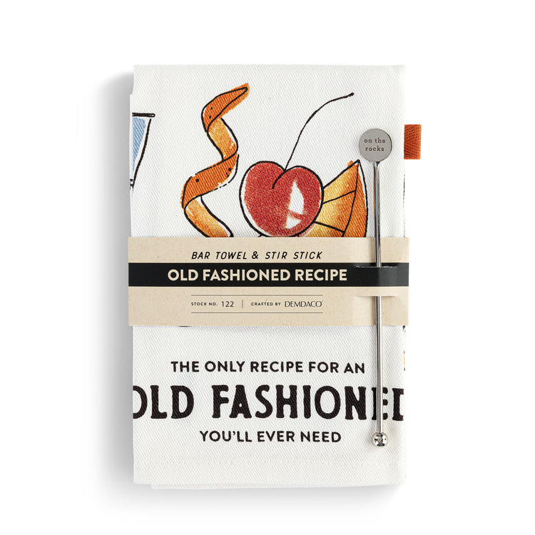 Old Fashioned Bar Towel Stir Stick Set