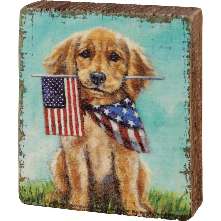 Puppy Flags Block Sign 