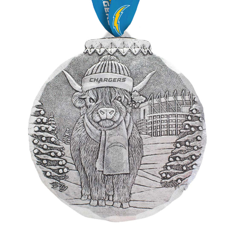 Los Angeles Chargers Highland Cow Tailgate Pal Ornament