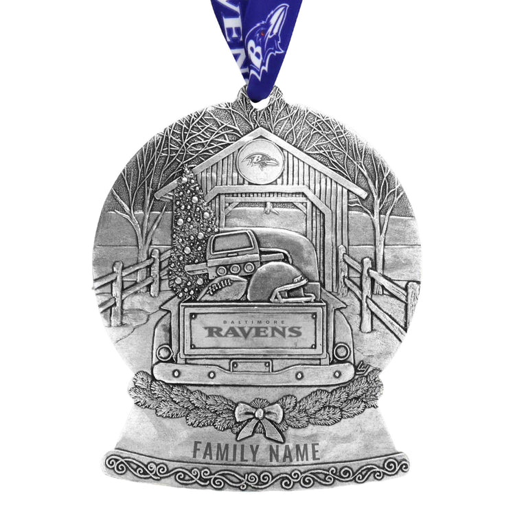 Baltimore Ravens Tailgate Truck Snow Globe Ornament 