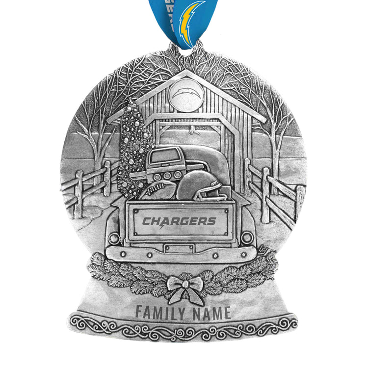 Los Angeles Chargers Tailgate Truck Snow Globe Ornament 