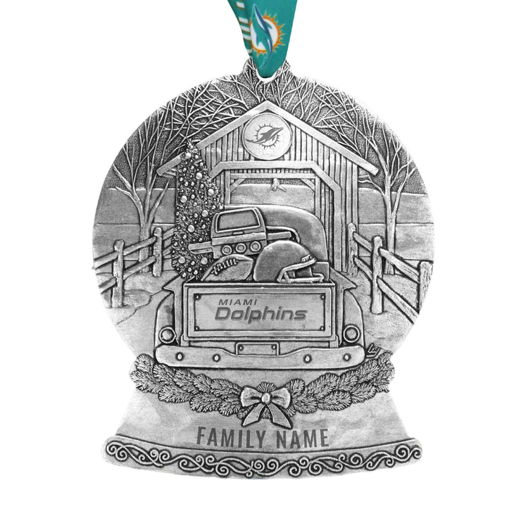Miami Dolphins Tailgate Truck Snow Globe Ornament 