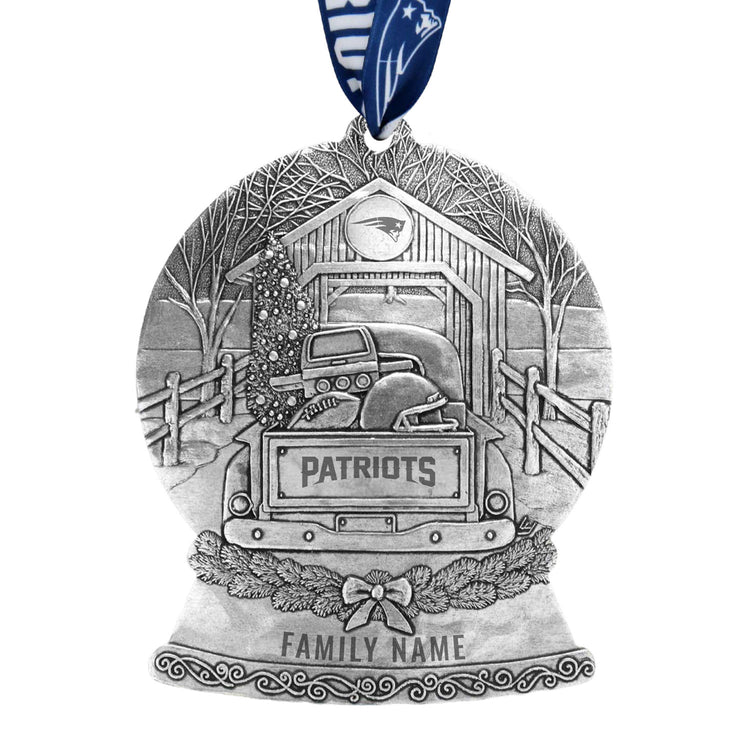 New England Patriots Tailgate Truck Snow Globe Ornament 