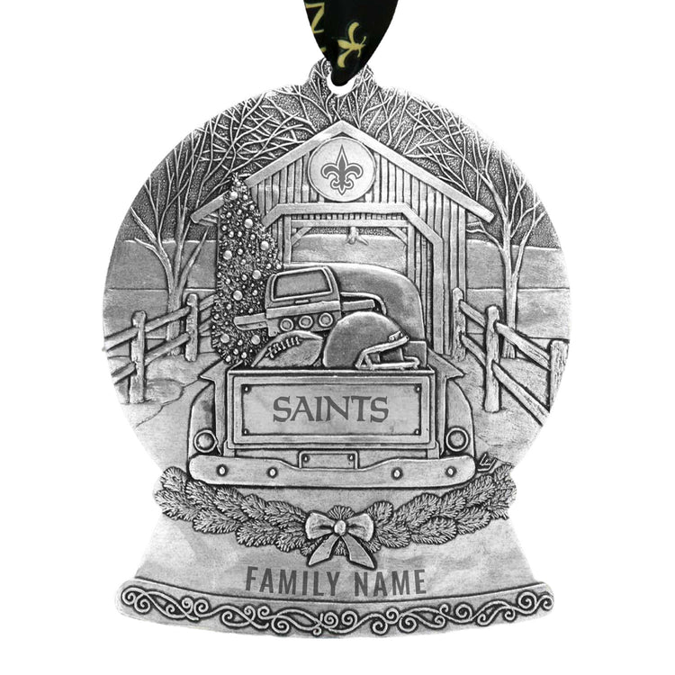 New Orleans Saints Tailgate Truck Snow Globe Ornament 