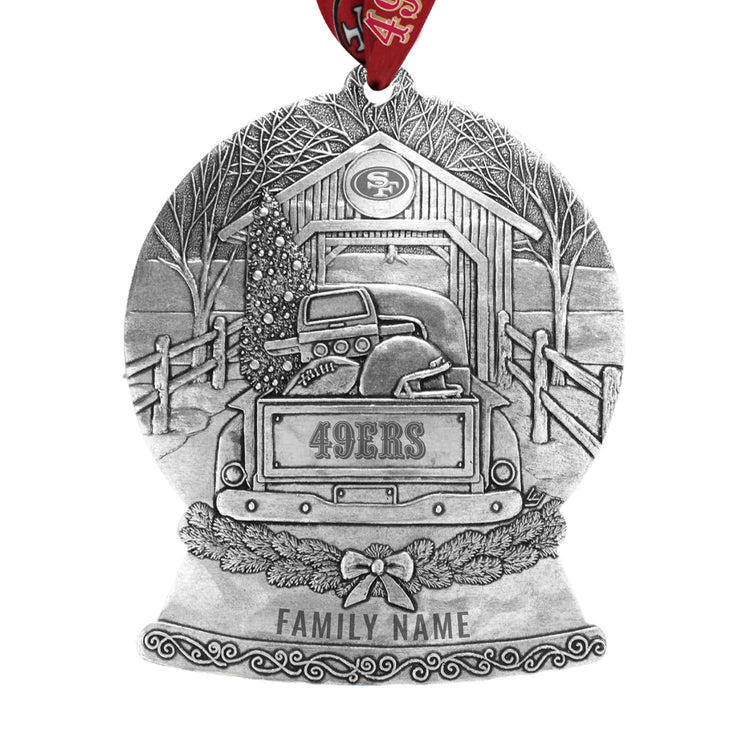 San Francisco 49ers Tailgate Truck Snow Globe Ornament 
