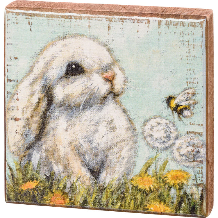 White Bunny Block Sign 