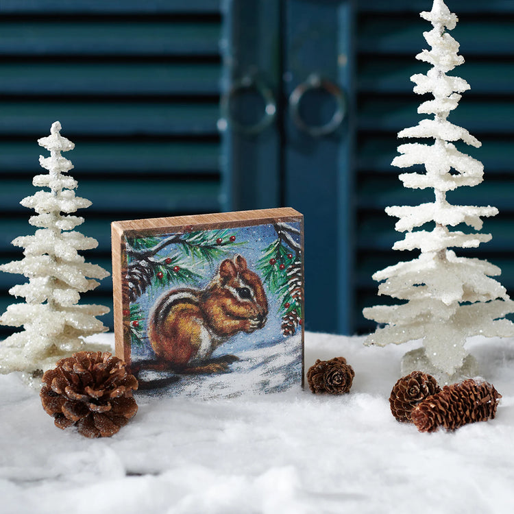 Squirrel Wooden Block Sign