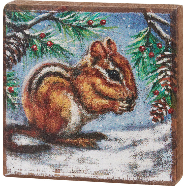 Squirrel Wooden Block Sign