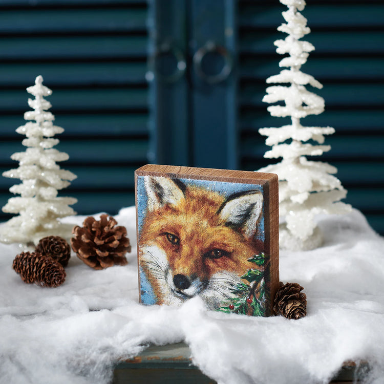 Fox Wooden Block Sign