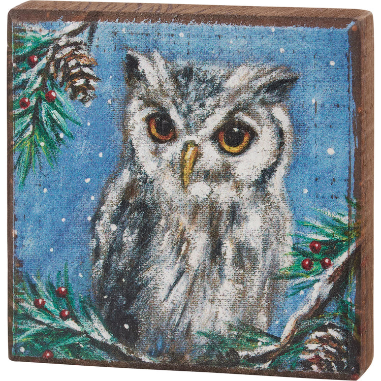 Owl Wooden Block Sign