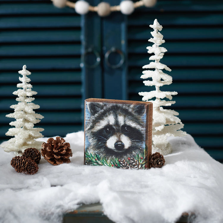 Raccoon Wooden Block Sign