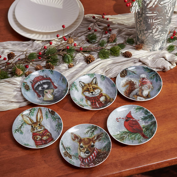Winter Animals Appetizer Plates Set of 6