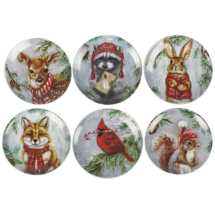 Winter Animals Appetizer Plates Set of 6