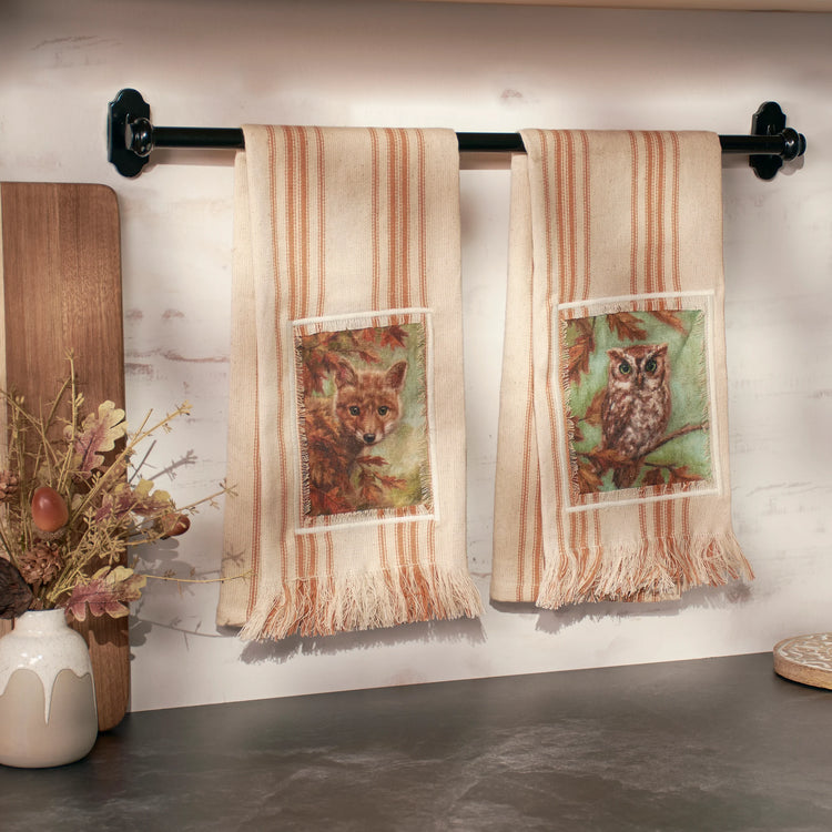 Woodland Owl and Fox Kitchen Towels