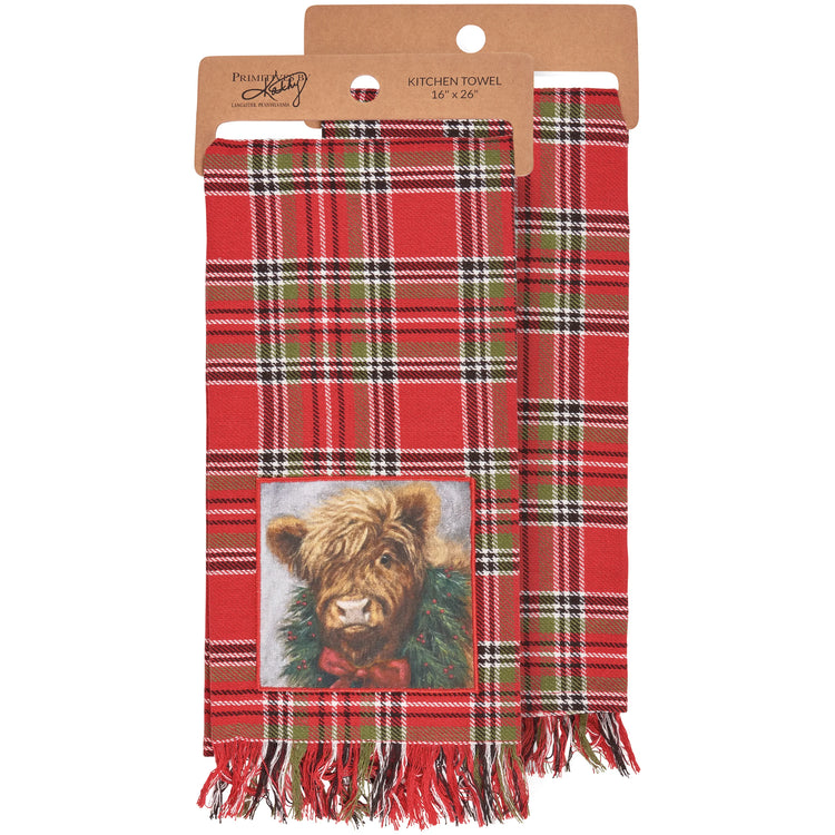 Holiday Highland Cow Kitchen Towel