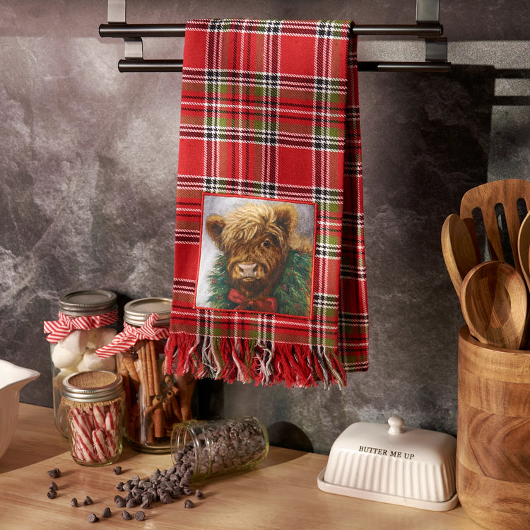 Holiday Highland Cow Kitchen Towel