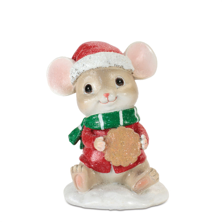 Christmas Mouse Figurine with Cookie