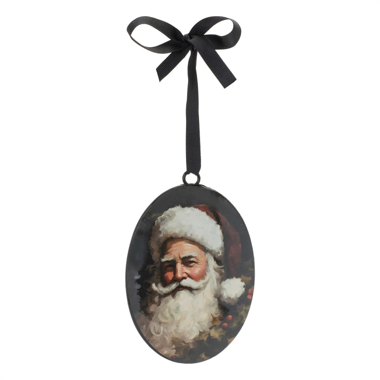 Vintage Santa Portrait Iron Ornament 