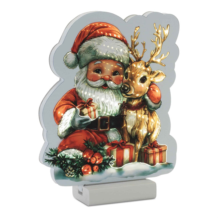Lighted Acrylic Santa & Reindeer Holiday Decoration