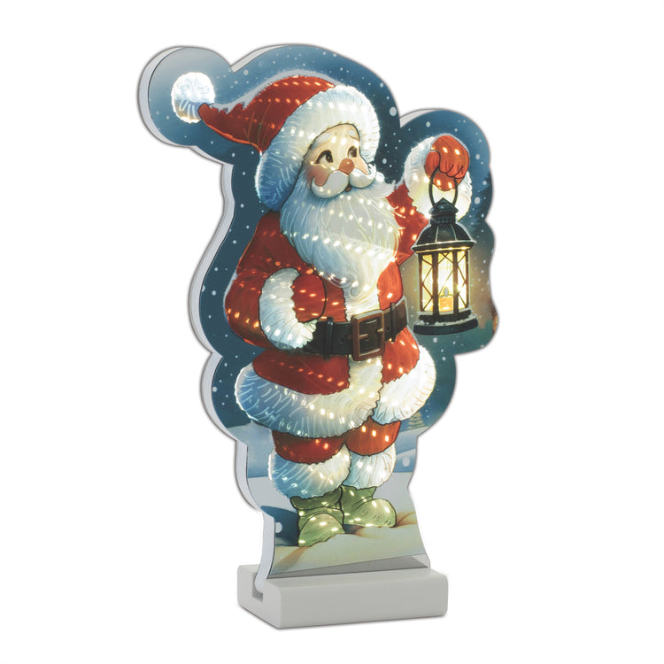 Lighted Santa with Lantern Figurine