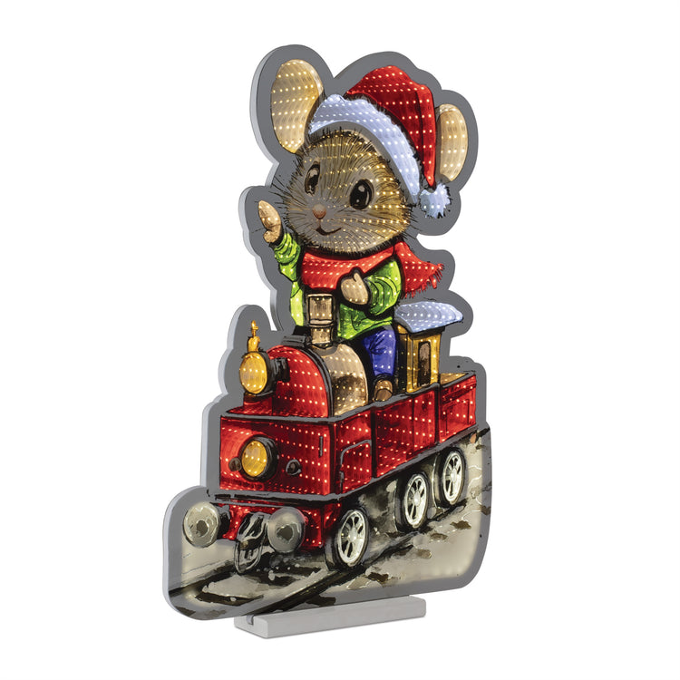Lighted Mouse on Train Figurine