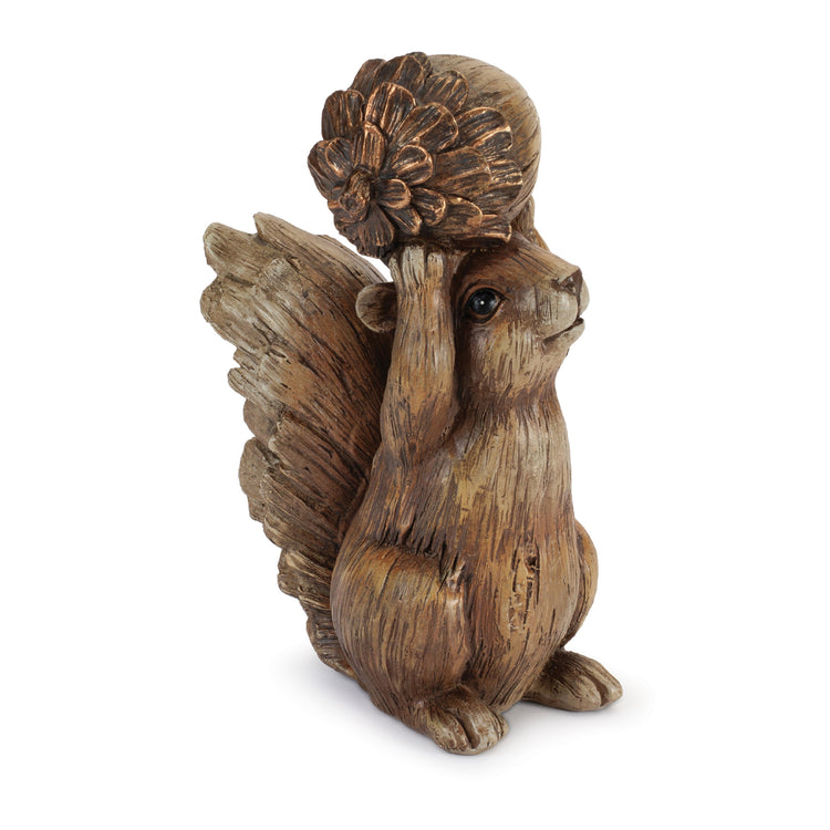 Rustic Brown Resin Squirrel with Acorn