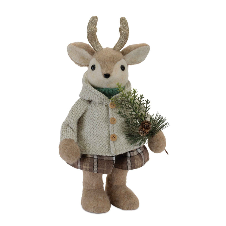 Winter Evergreen Deer Figurine