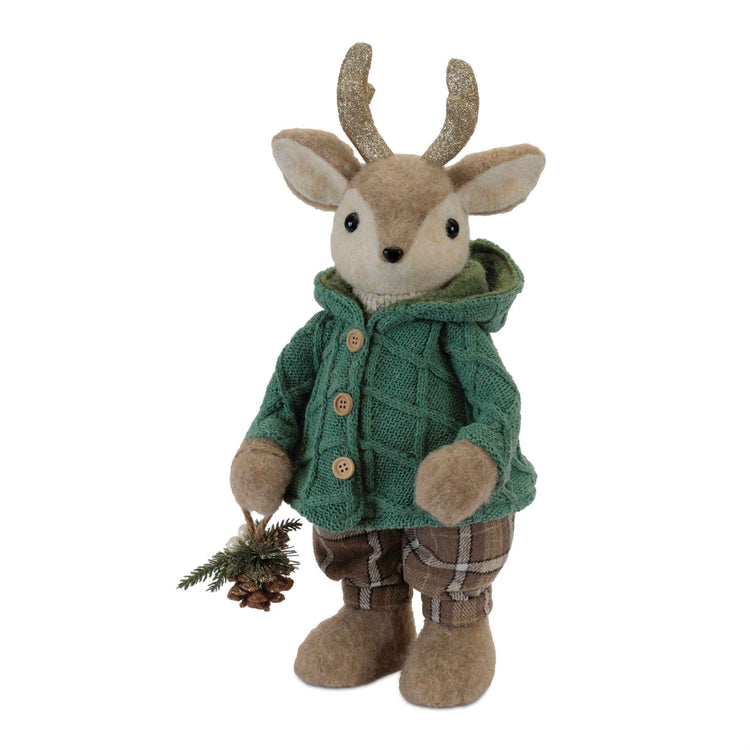 Winter Pinecone Deer Figurine