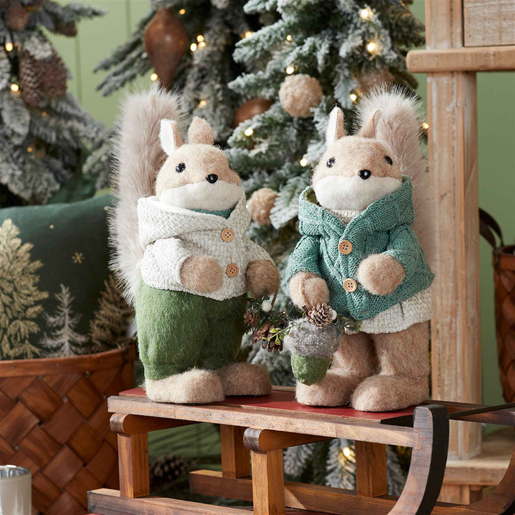 Winter Pinecone Squirrel Figurine
