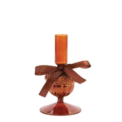 Short Amber Acorn Taper Holder