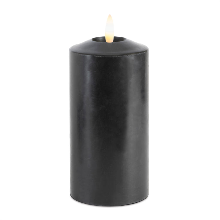 black flameless pillar candle