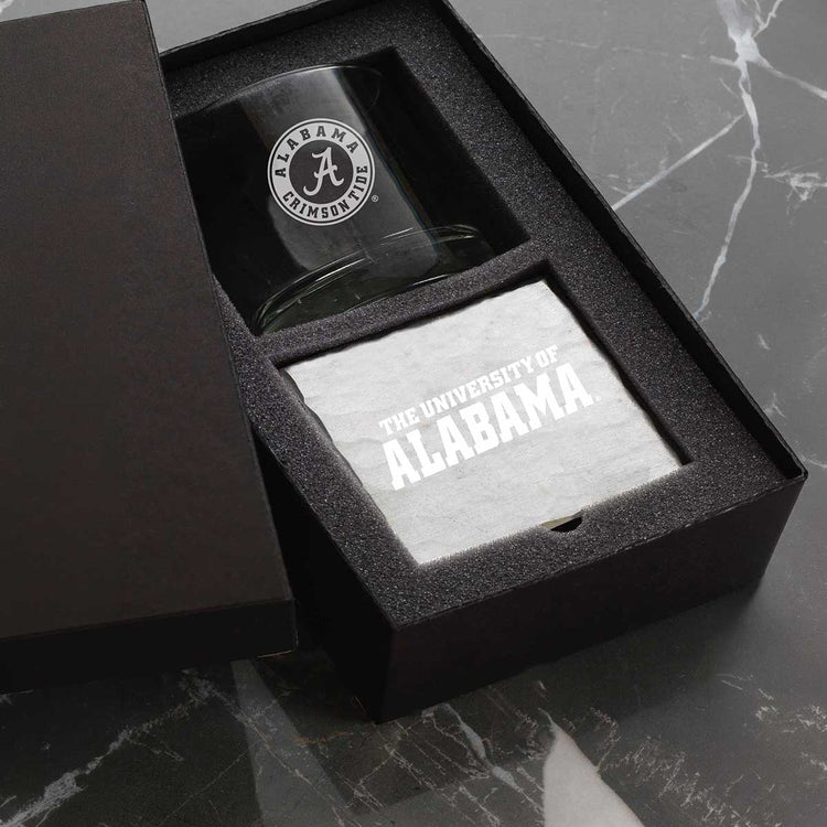 University of Alabama Single Rocks and Etched Coaster Set 