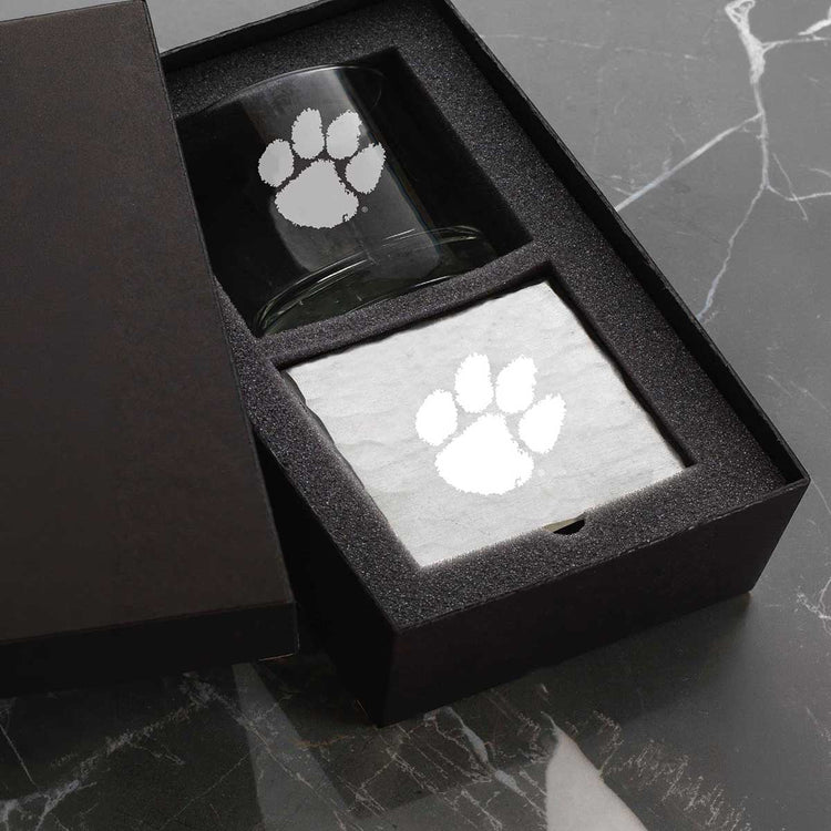 Clemson University Single Rocks and Etched Coaster Set 