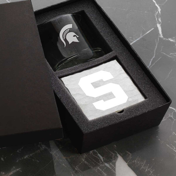 Michigan State University Single Rocks and Etched Coaster Set 