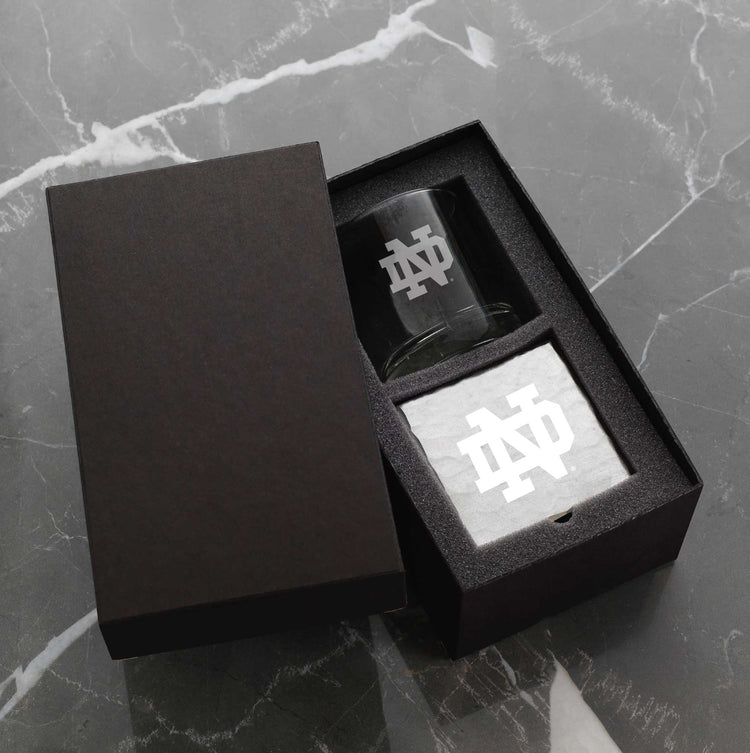 University of Notre Dame Single Rocks and Etched Coaster Set