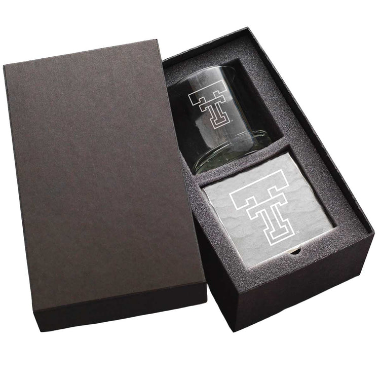 Texas Tech Red Raiders Single Soho Etched Rocks Glass and Coaster Set