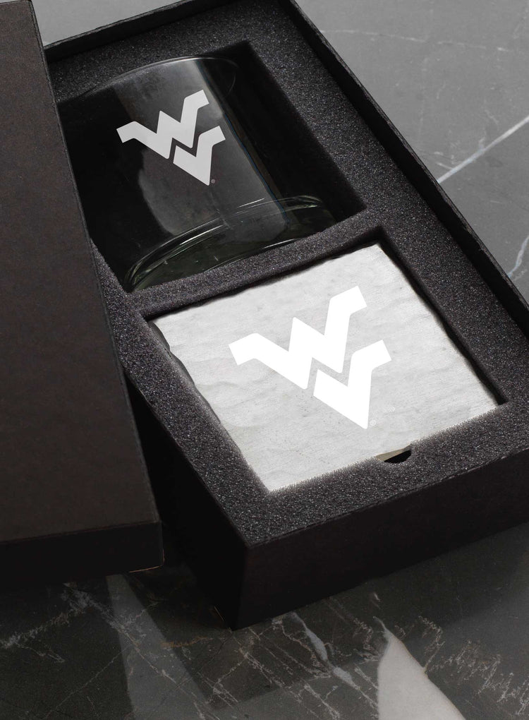 West Virginia University Single Rocks and Etched Coaster Set