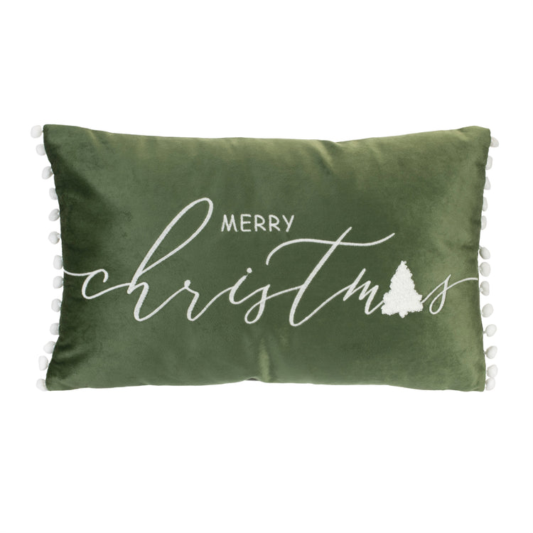 green merry christmas decorative pillow