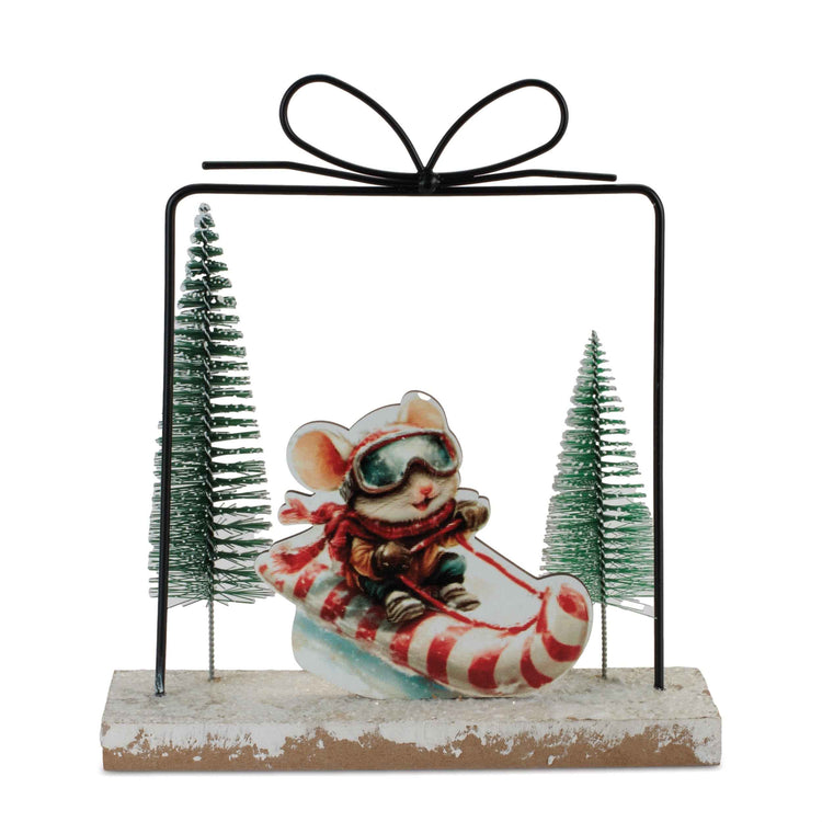 Peppermint Sled Mouse Tabletop Decor