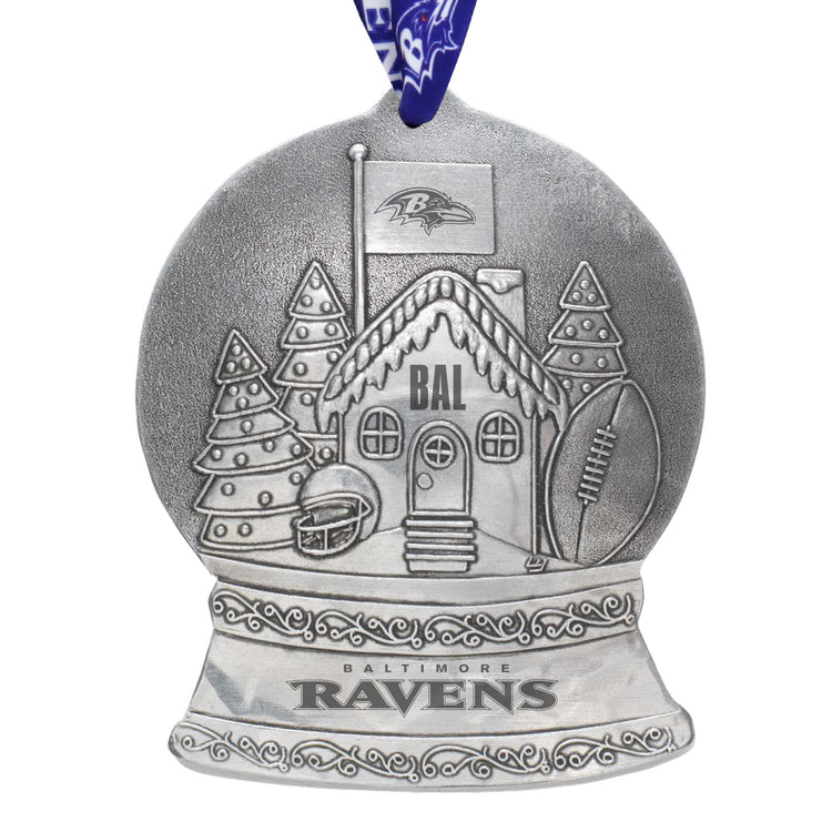 Baltimore Ravens Gingerbread Football Fan House Snow Globe Ornament