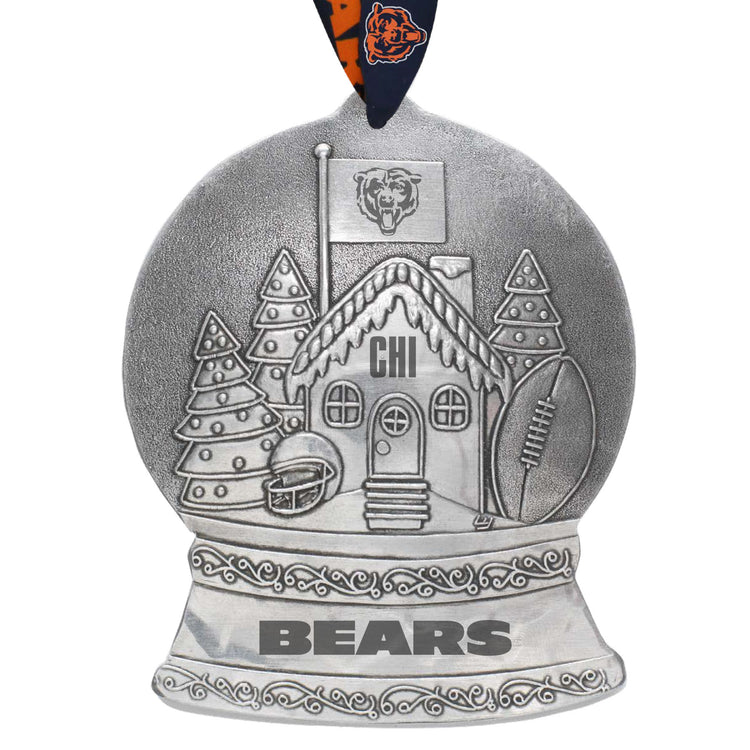 Chicago Bears Gingerbread Football Fan House Snow Globe Ornament