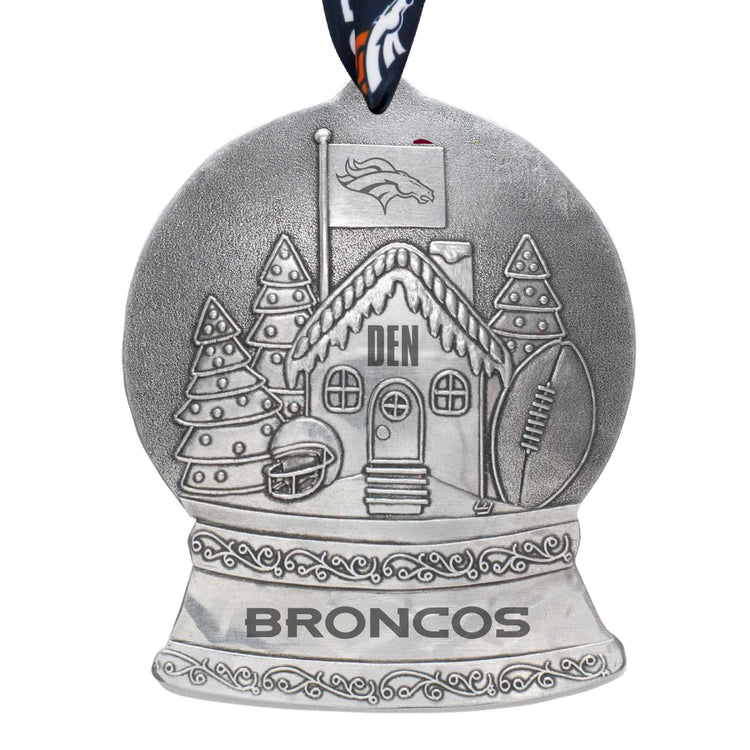 Denver Broncos Gingerbread Football Fan House Snow Globe Ornament