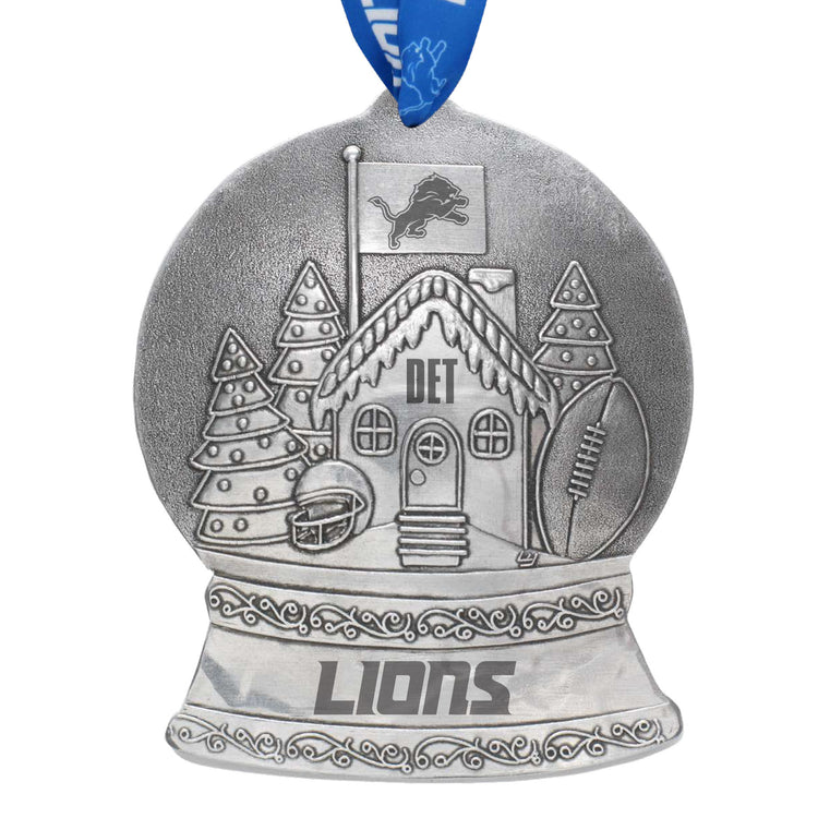 Detroit Lions Gingerbread Football Fan House Snow Globe Ornament