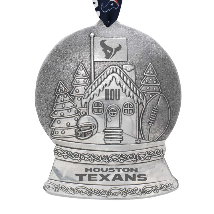 Houston Texans Gingerbread Football Fan House Snow Globe Ornament