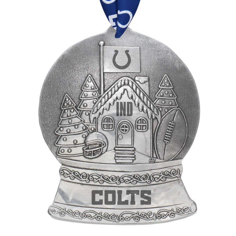 Indianapolis Colts Gingerbread Football Fan House Snow Globe Ornament
