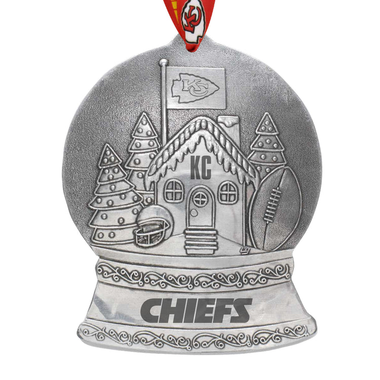 Kansas City Chiefs Gingerbread Football Fan House Snow Globe Ornament