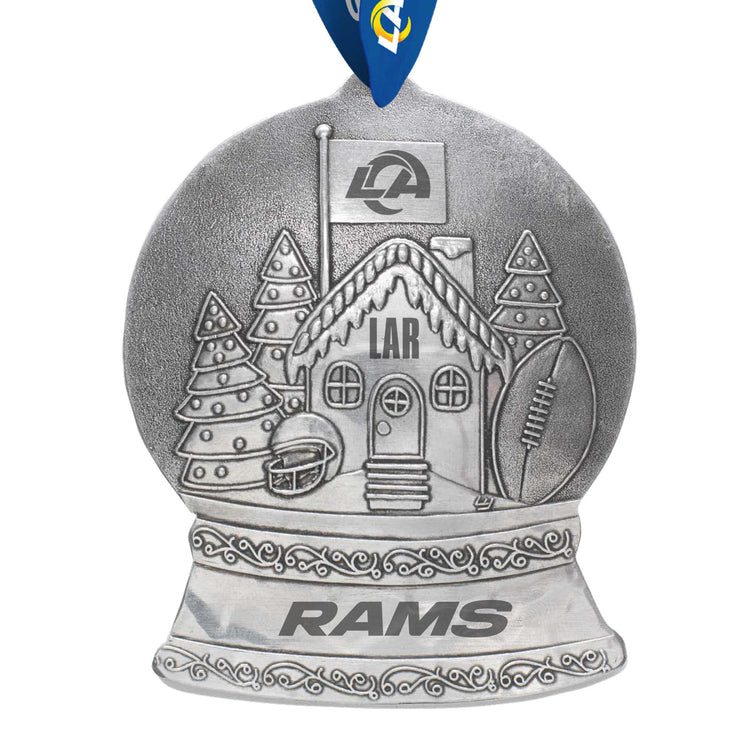 Los Angeles Rams Gingerbread Football Fan House Snow Globe Ornament