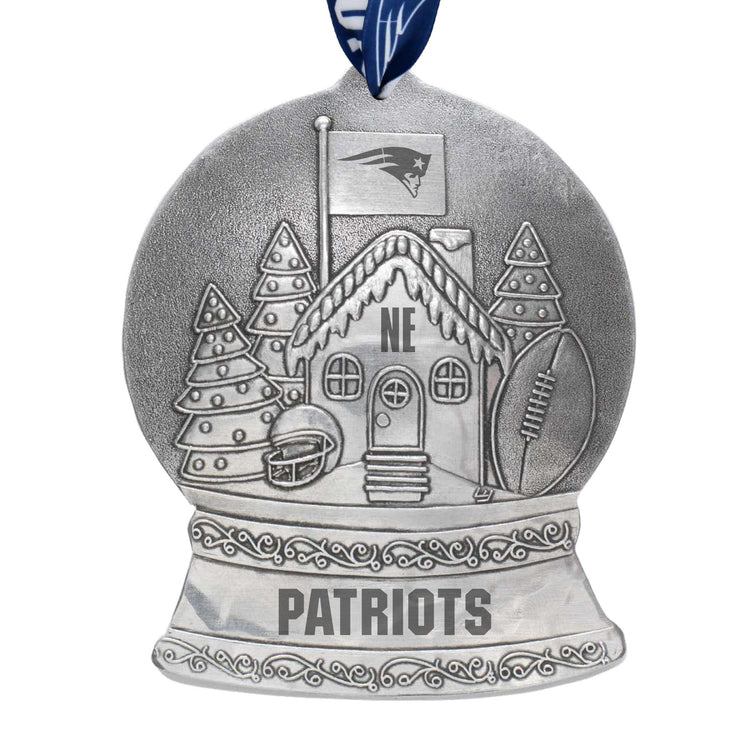 New England Patriots Gingerbread Football Fan House Snow Globe Ornament